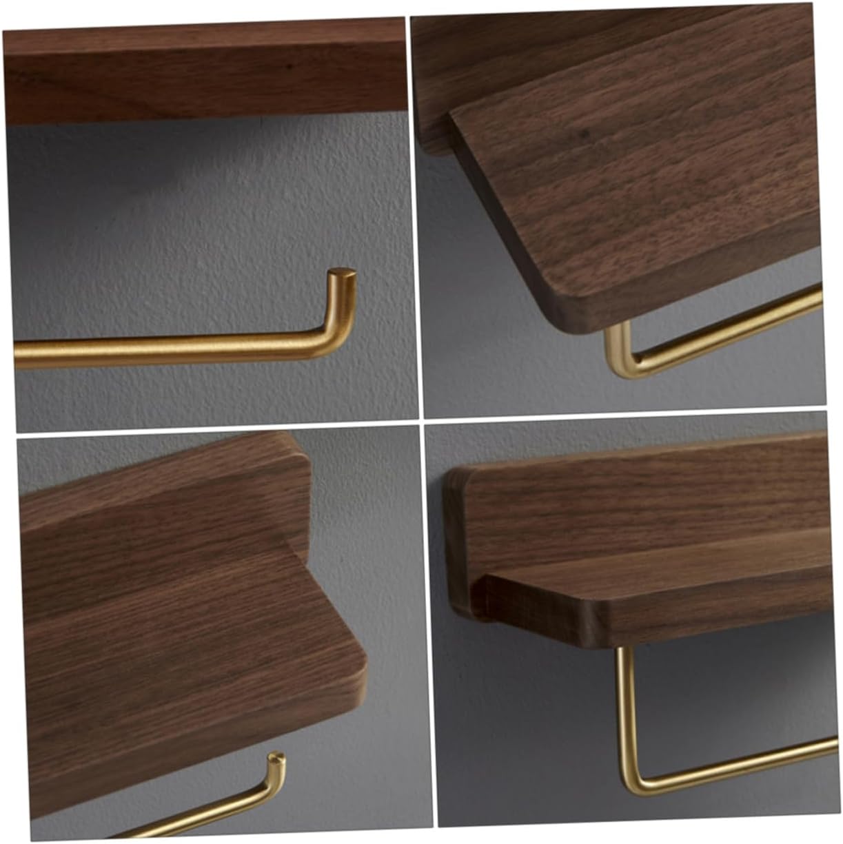 Solid Wood Toilet Paper Rack with Brass Accents Wall-Mounted Bathroom Tissue Holder with Phone Shelf Easy Installation Smooth Surface for Bathroom Organizer and Storage