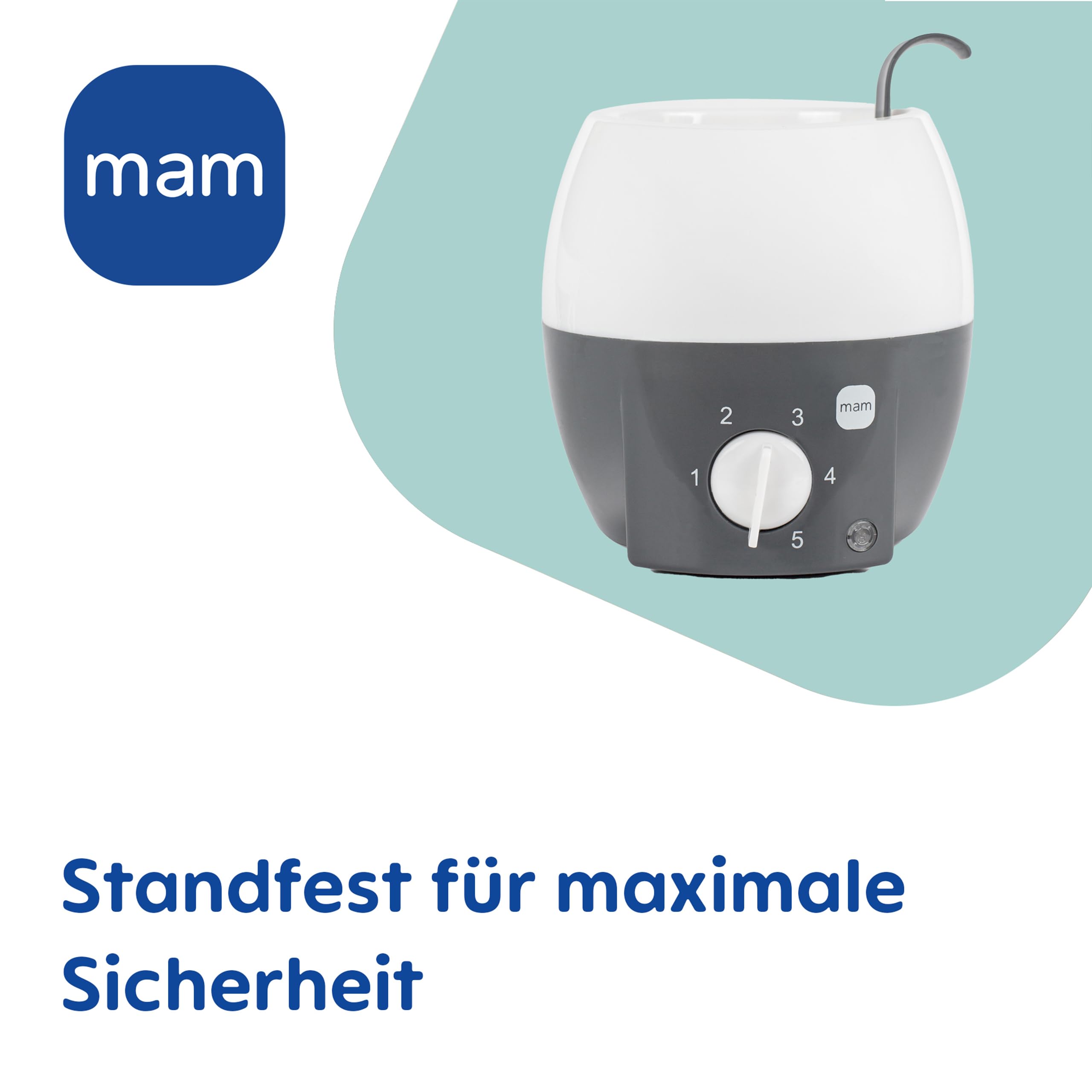 MAM Babykosterwärmer | Babyflaschenwärmer für Babyflaschen und Babynahrung | Flaschenwärmer mit automatischer Temperaturkontrolle und Überhitzungsschutz | grau