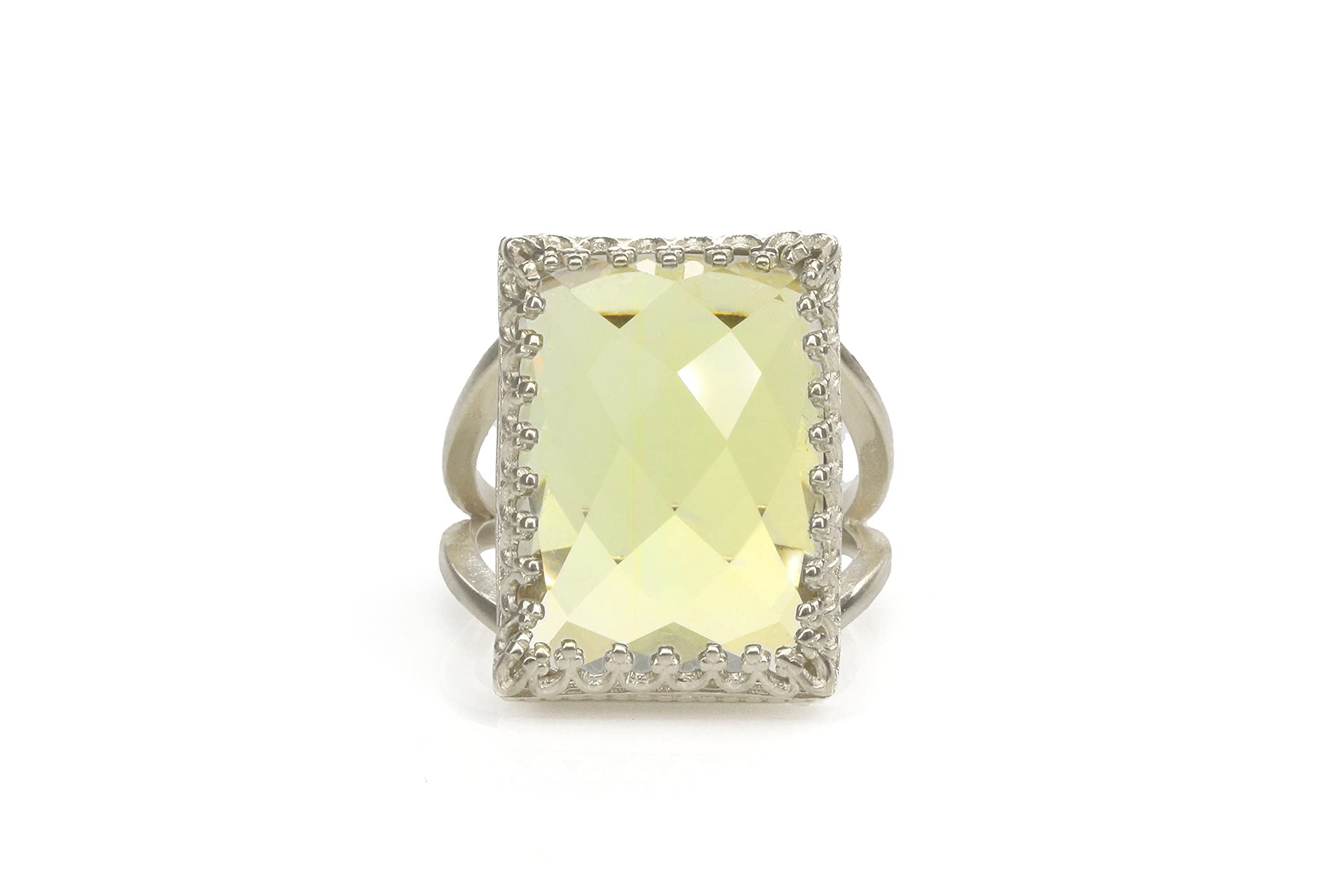 Anillo Único de Cuarzo Amarillo de Anemone Jewelry - Cuarzo Limón de en Plata de Ley 925 - Hermosos Anillos de Declaración para Mujeres - Joyas para Bodas, Fiestas, Compromisos - Hecho a Mano