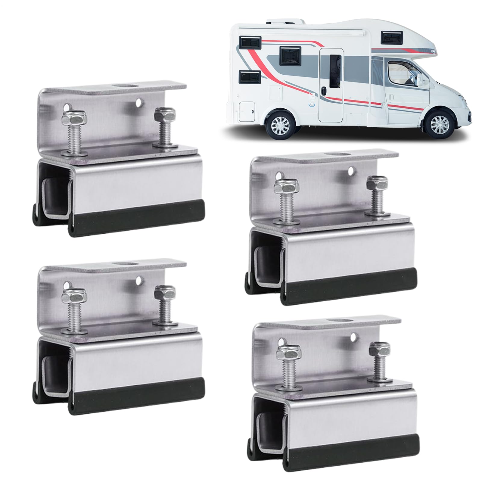 Montaje Para Paneles Solares En Techo 4 Unidades De Soportes Fotovoltaicos | Estructura Resistente En Acero Inoxidable Para Camping, Yates, Techo De Autocaravana Y Remolques