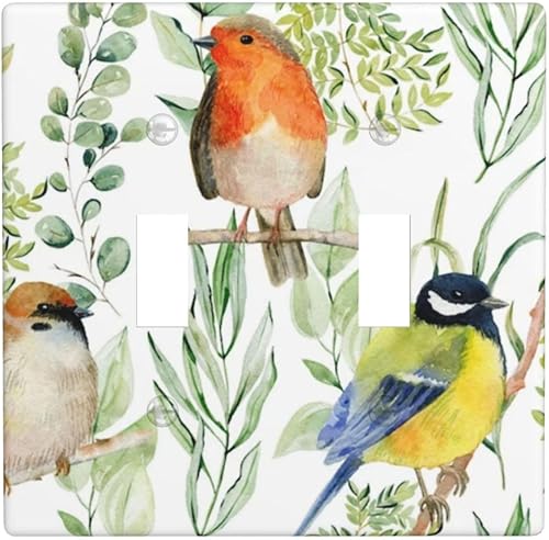 Placas de interruptor de luz de doble palanca y cubiertas de enchufe, placa de pared eléctrica decorativa de 2 bandas, placa de interruptor de