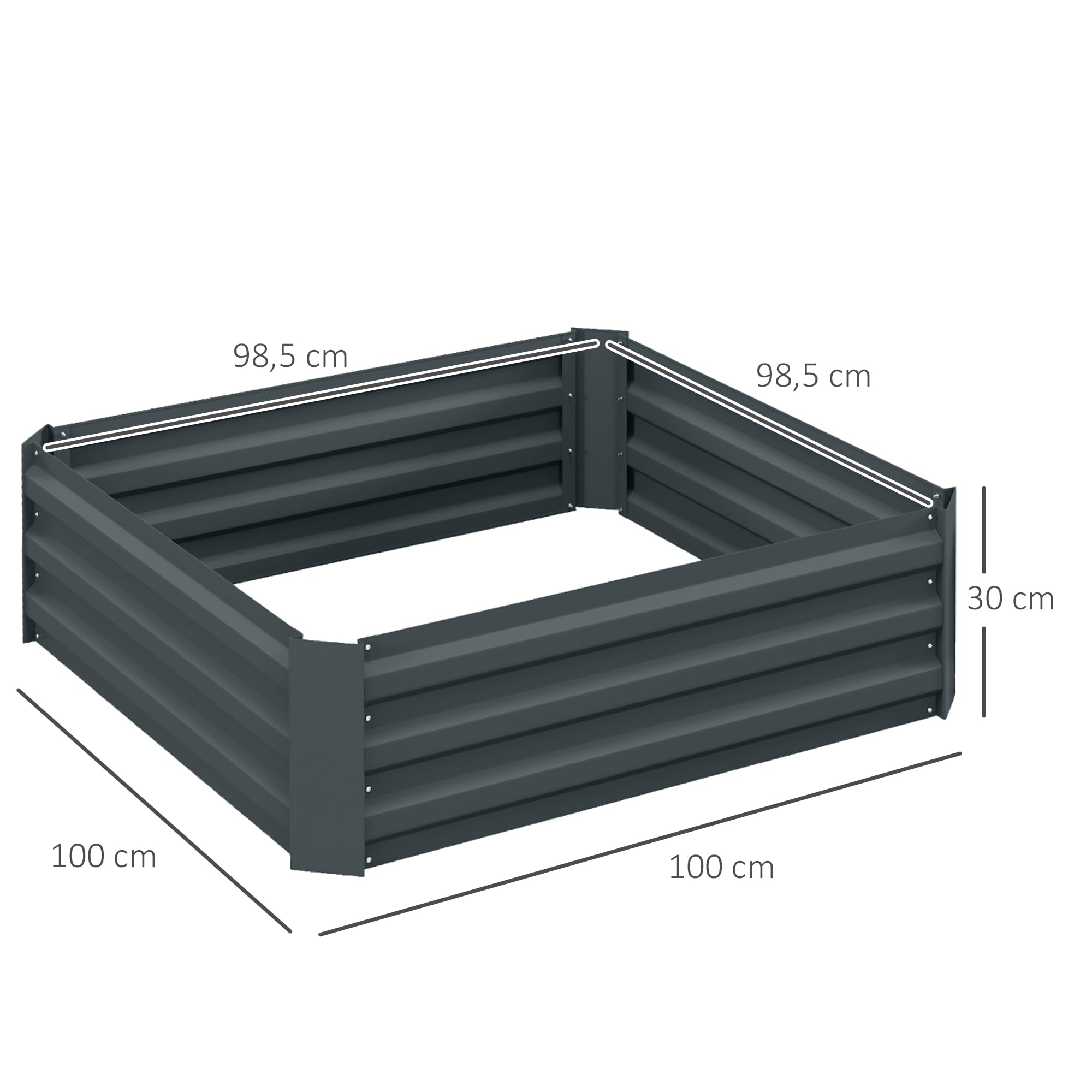 Outsunny Juego de 2 Cuadrados para huerto tamaño 100L x 100W x 30H cm - Chapa Ondulada de Acero Verde