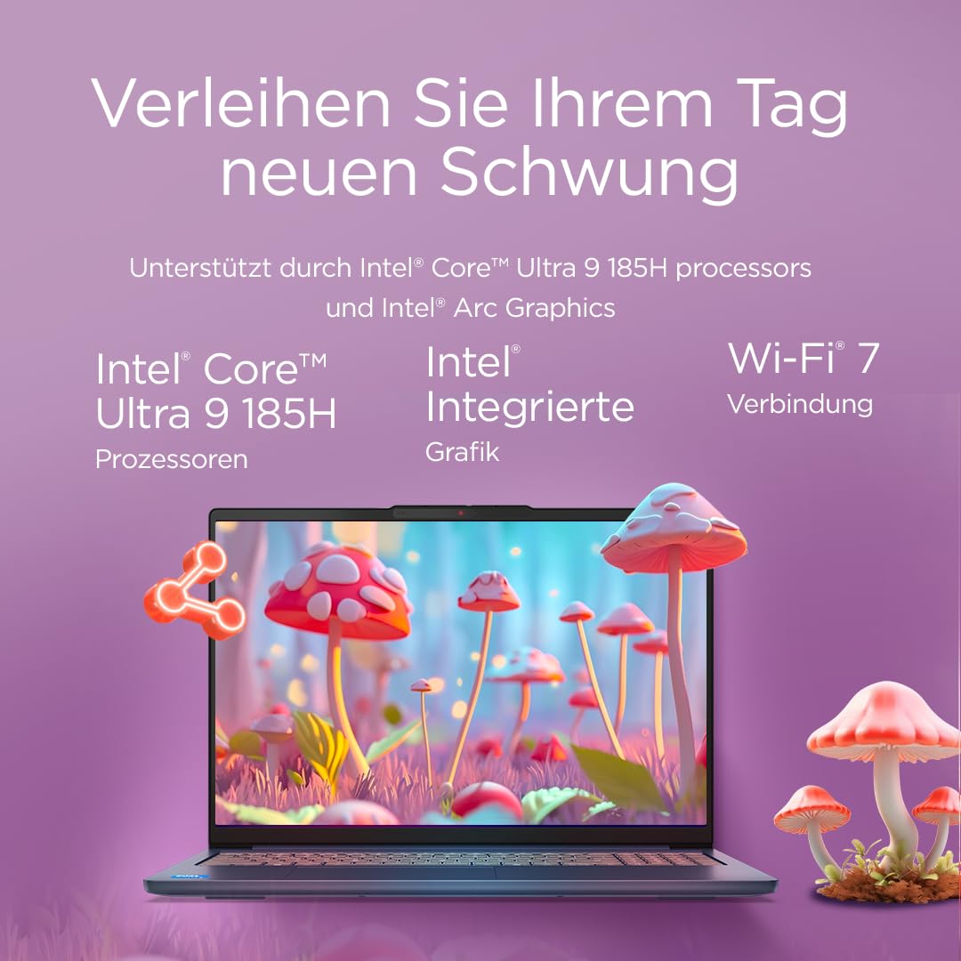 Lenovo IdeaPad Slim 5i Laptop | Copilot+ PC | 16" WUXGA Display | Intel Core Ultra 9 185H | 1TB SSD | 32GB RAM | Intel Arc Grafik | Windows 11 | QWERTZ | Cosmic Blau | 3 Monate Premium Care