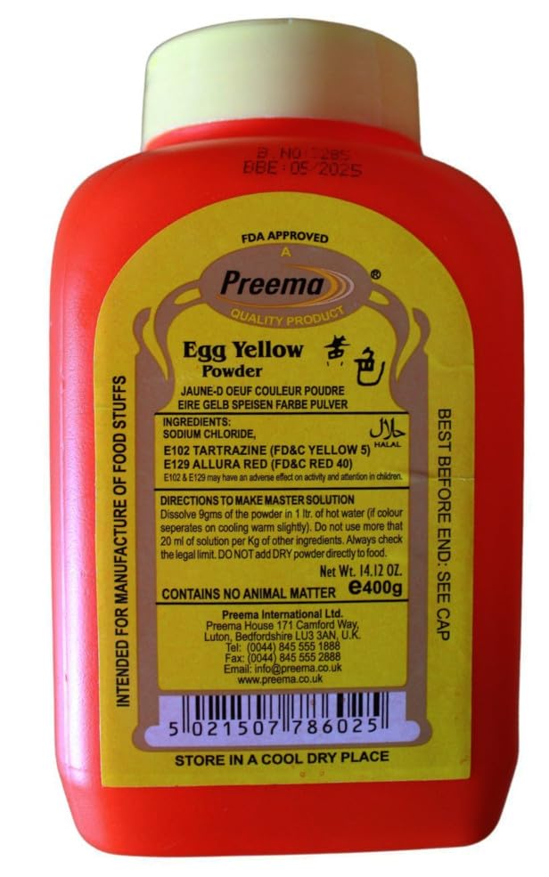 Preema Yellow Food Coloring Powder | Kosher & Halal & Vegetarian | No Msg | 400 g, 14.12 oz (Egg Yellow, 14.12oz)