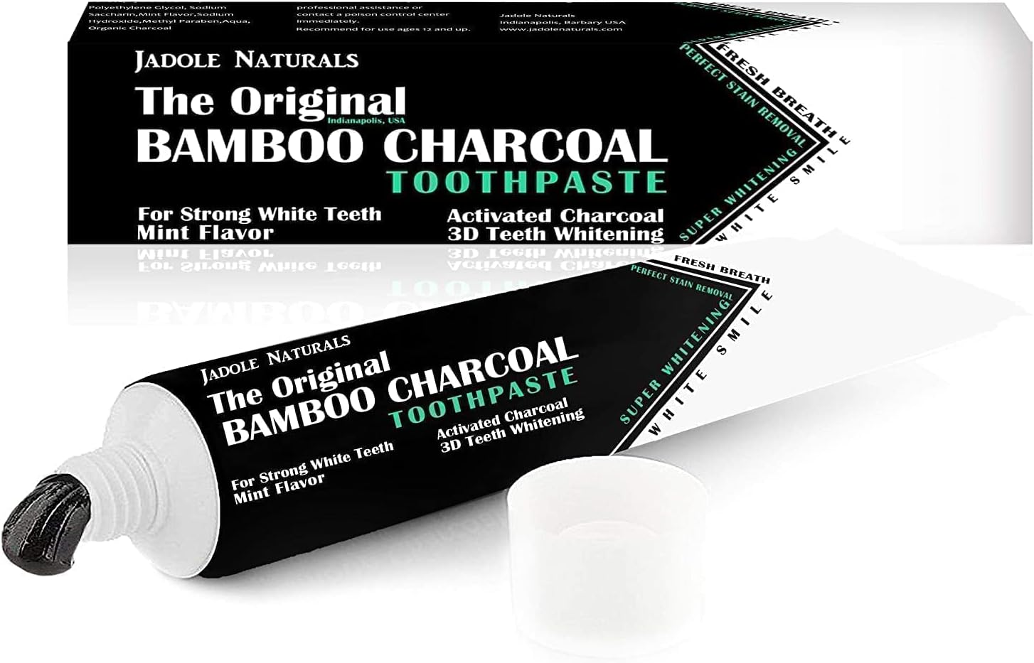 Jadole Naturals The Original Bamboo Charcoal Toothpaste- 100g | Activated Charcoal 3D Teeth Whitening With Mint Flavor | Charcoal Paste For Healthy Gums, Cleaning, Whitening & Strong Teeth