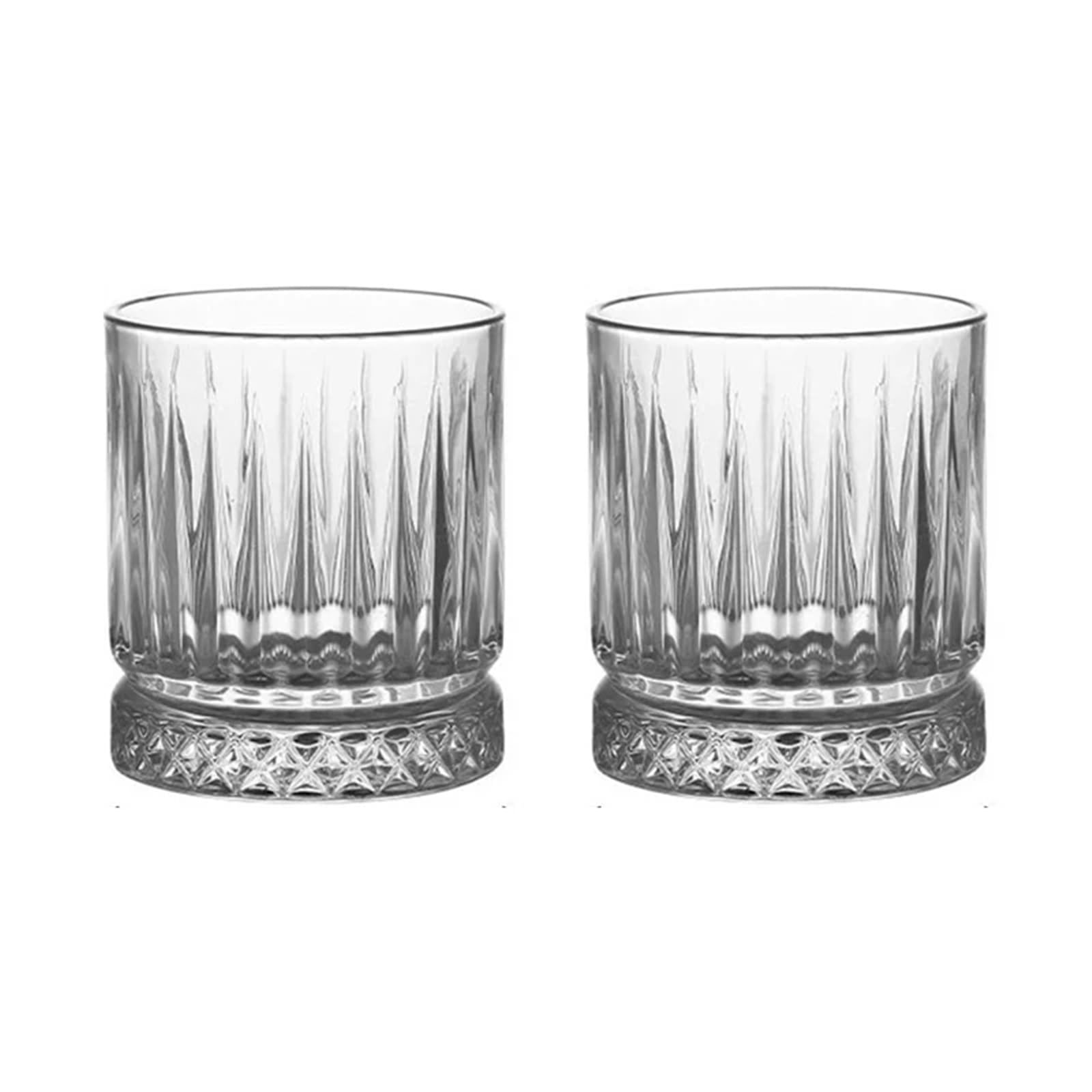 Vasos De Cristal Agua Juego de 2 uds de copas de cristal de fondo grueso, copa de cóctel de 230ml/370ml, copa transparente de vino a rayas(370ml)