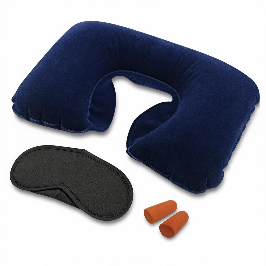 Drumstone 3-in-1 Travel Neck Pillow Set | Memory Foam Neck Cushion with Eye Mask & Ear Plugs | Ergonomic U-Shaped Air Travel Pillow for Car, Flight, Train, Office & Camping-image-46