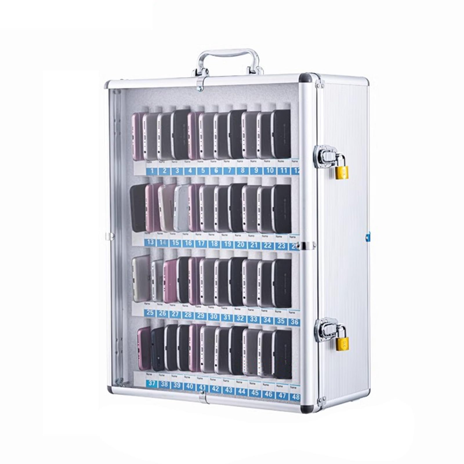 Cell Phone Locker with Stainless Steel Hinge Independent Padlock Design Silent Switch Ideal for Company Meeting Rooms and Schools Secure Storage Solution (38 * 20 * 52cm)
