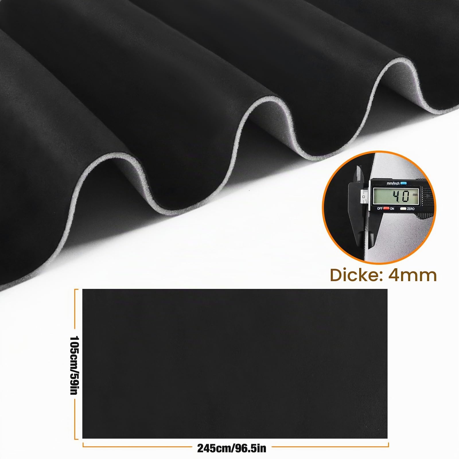 Wildleder Dachhimmel Stoff mit flammsicherer Schaumstoffrückseite, 245 x 150 cm, Autohimmelstoff für DIY Reparatur, Innenraumverkleidung, für Auto, LKW, SUV, Wohnmobil, Caravan, Boot, Schwarz