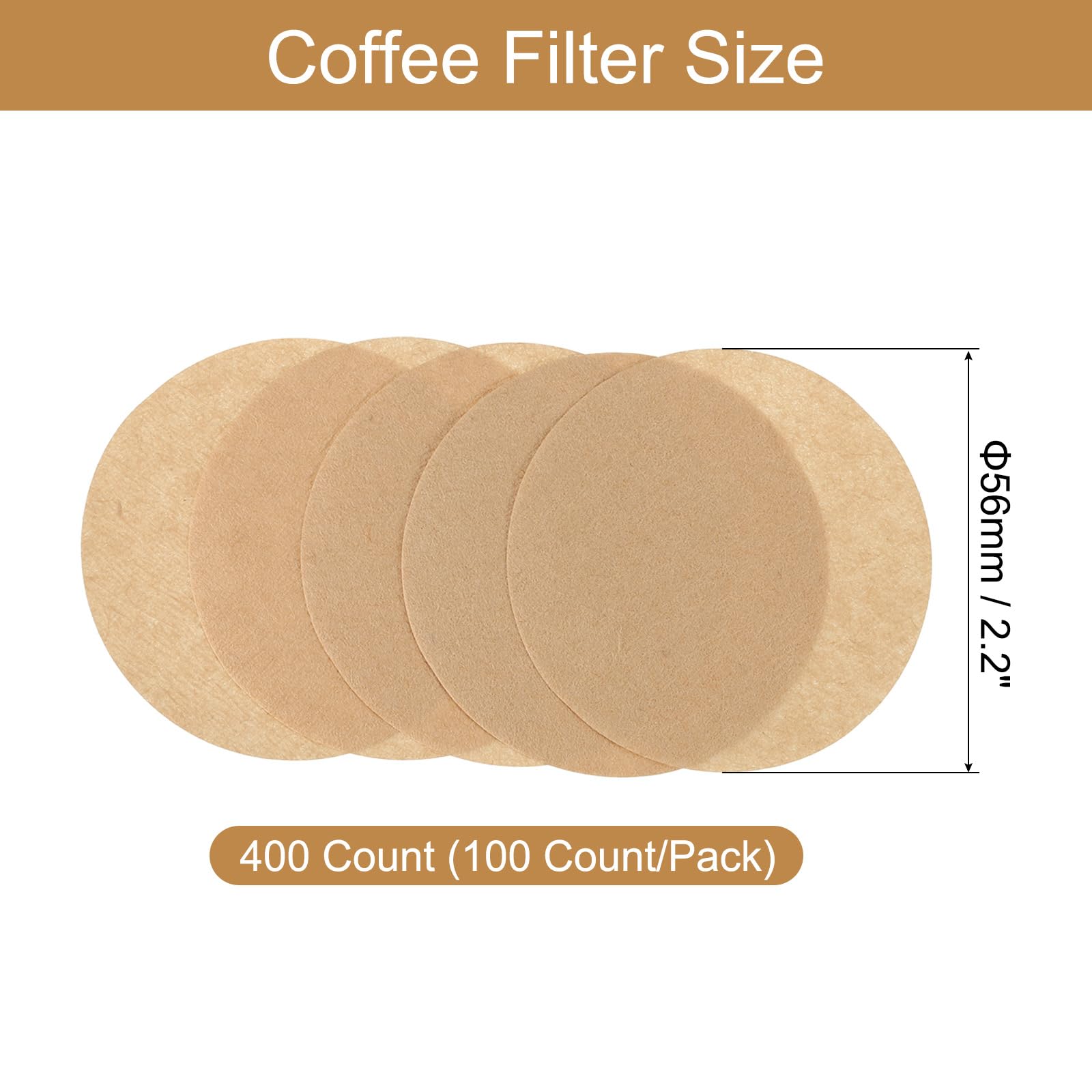 uxcell 400 Count 2.2" Round Coffee Filters, Disposable Paper Percolator Coffee Filters Natural Unbleached Wood Fiber,Suitable for Pour Over Coffee Filter Drip Coffee Maker Brown - Image 2