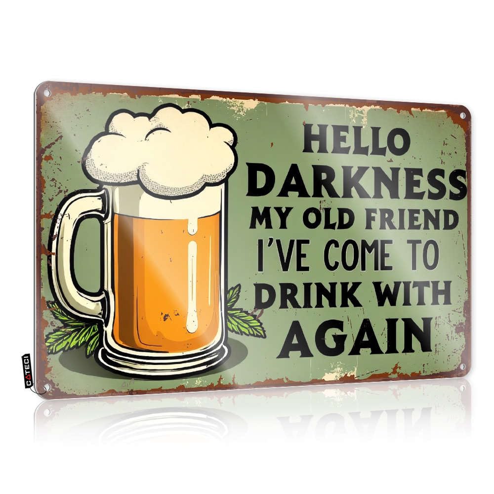 Clock, Poster Basement Bar Gift For Camper Hello Darkness, My Old Friend. I've Come To Drink With Again. | Rustic Chic Wall Art(30X40CM)