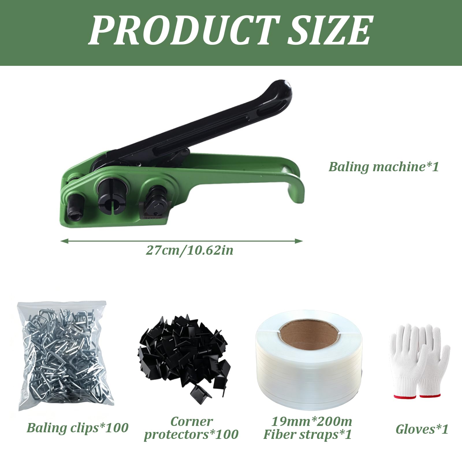 Kit Cerclage Feuillard 12-19mm avec 200m Feuillard PET, 100 Boucles Métalliques, 100 Protège-Coins et Outils pour Transport et Stockage Pour L'Emballage