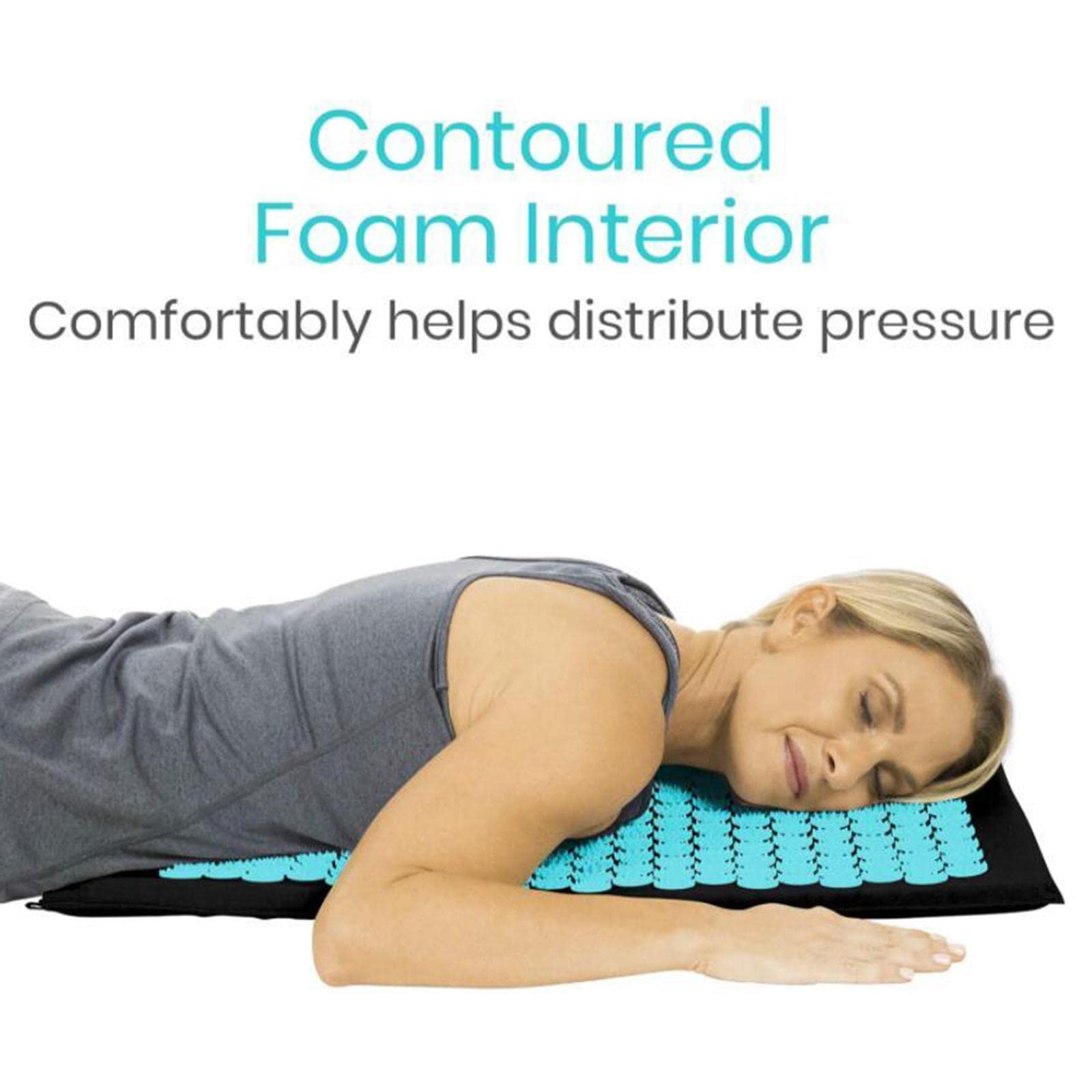 Set Acupresión Esterilla Almohada Masaje Relajación Descompresión Alivio Dolor Cervical Lumbar Material Algodón y Fácil Uso Portátil Adecuado, Negro