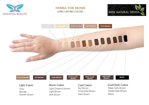 Miniatura 6 de Tinte de henna de cejas marrón claro para color de cejas, kit profesional de cejas de henna que incluye instrucciones de uso y tazón de mezcla, 3