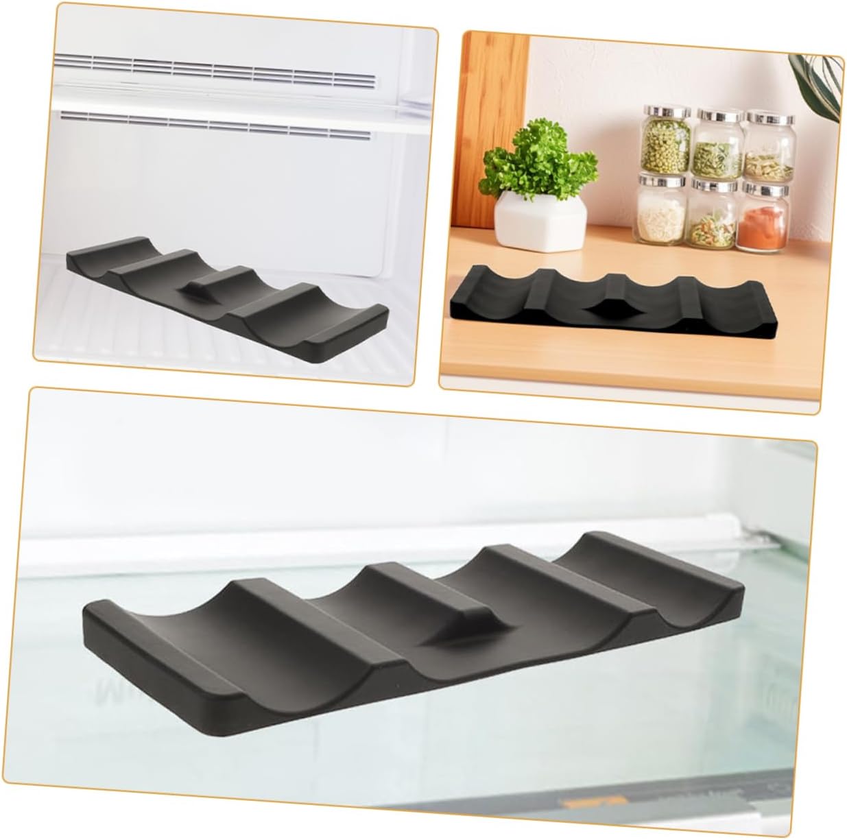 3pcs Silicone Bottle Storage Mat Non- Beer and Soda Organizer for Fridge Wave Pattern Design for Stability for Home Bars and Shops