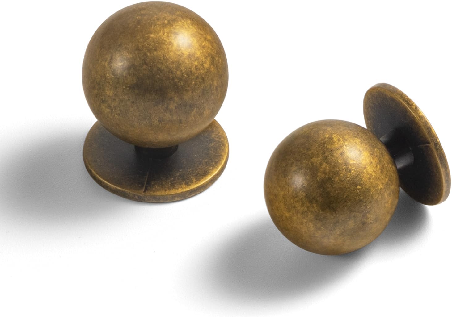 Set of 24 -Sleek Round Antique Brass Cabinet Knobs - Retro and Minimalist Hardware for Stylish Home Enhancement - 1 1/8 Inch Diameter 1 1/8" Diameter Antique Brass 24