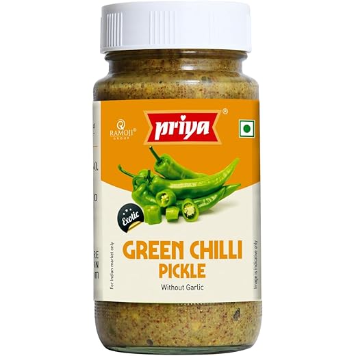 Priya Green Chilli Pickle - Spicy Tangy - 300g
