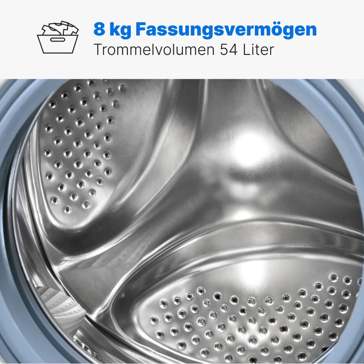 Bomann® Pralka 8 kg, maks. 1400 obr./min, wytrzymały, cichy i trwały silnik inwertorowy, 15 programów prania, wyświetlacz LED, pralka z funkcją pary, WA 7185