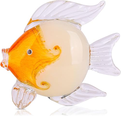 QIANLING Figuras de peces de cristal, decoración costera del hogar, centros de mesa modernos del océano para sala de estar, comedor, baño, oficina,