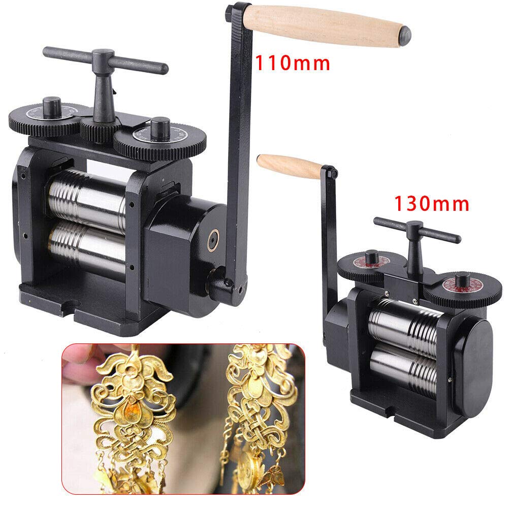 Jewelry Rolling Mill Machine, Manual Combination Tumbler,110mm Jewelry Making Manual Hand Crank Tableting Jewelry Press Tool (110mm)
