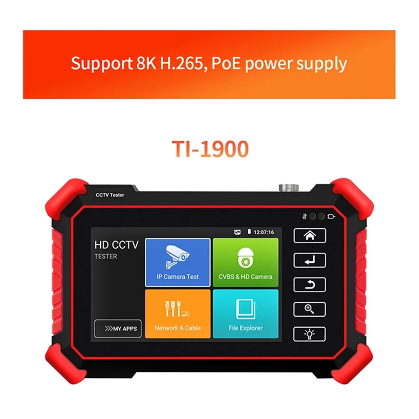 Testeur de vidéosurveillance, – Testeur De Caméra IP CCTV 4 Pouces, Mini Moniteur 8K H.265, Test du Flux Principal AHD CVI TVI avec Sortie Puissance PoE