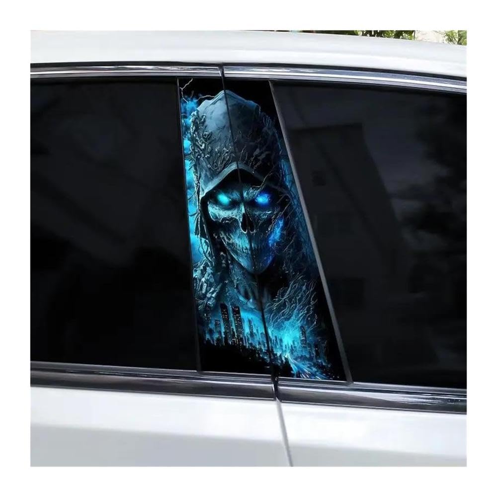 Decorative Items 2pcs Car Center Column Stickers DIY Horror Skull Car Door Pillar Stickers(Type A)