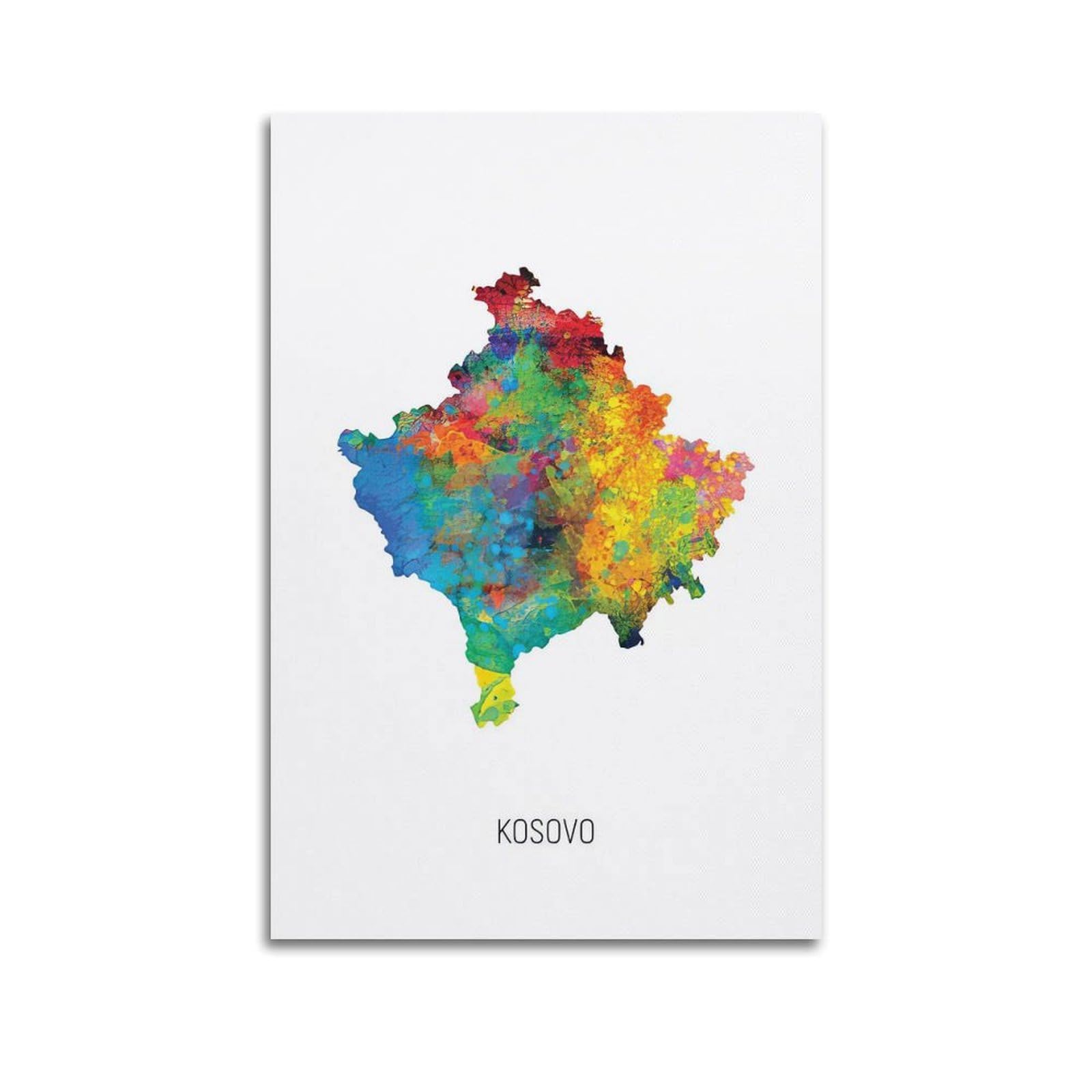 MJZLQN Map Poster Of Kosovo With Watercolor Poster Decorative Painting Canvas Wall Posters And Art Picture Print Modern Family Bedroom Decor Posters 20x30inch(50x75cm)