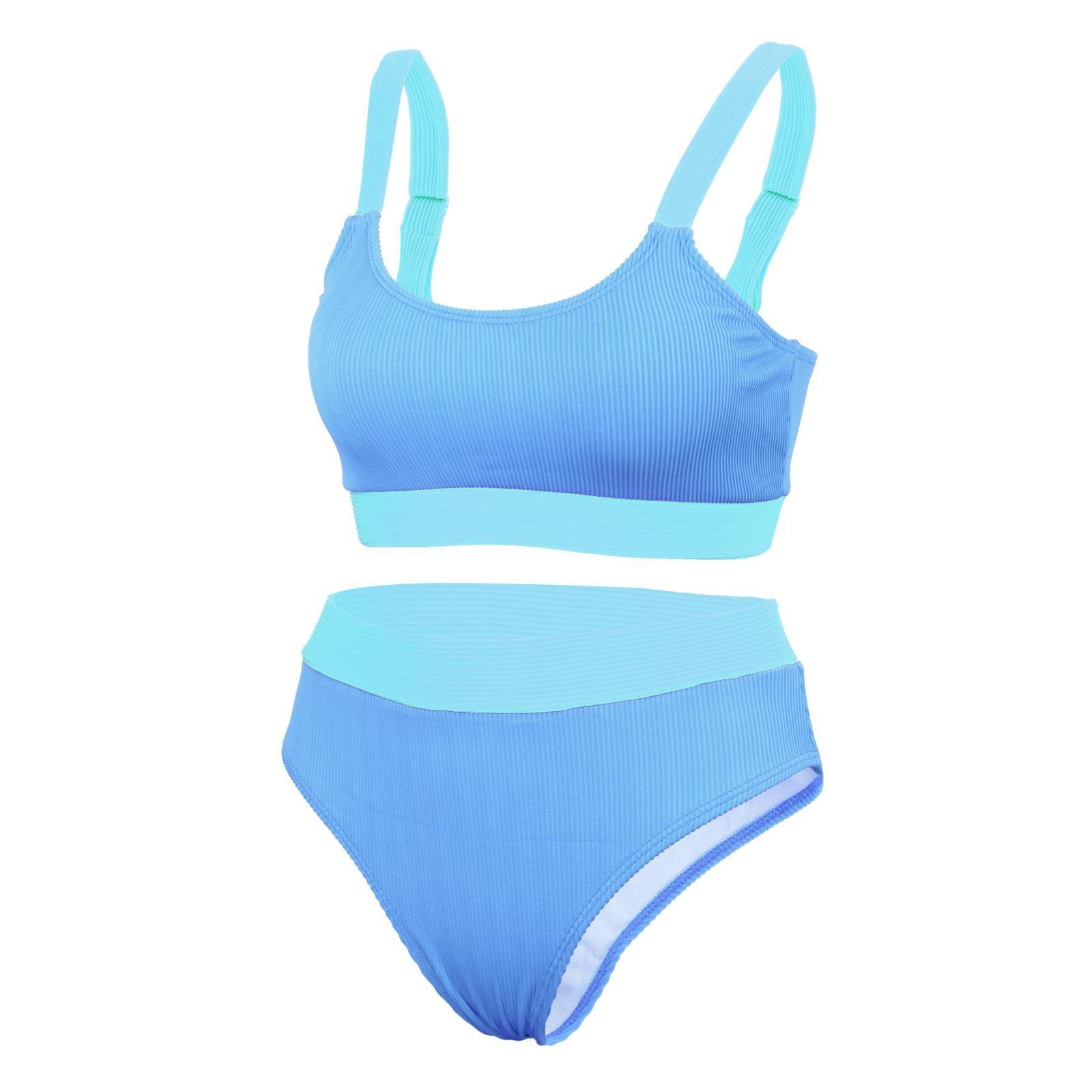 ™ Womens Swimwear Bikini Set Summer Beach Bathing Suit 2Pieces Bra blue S | Womens Clothing-image-38