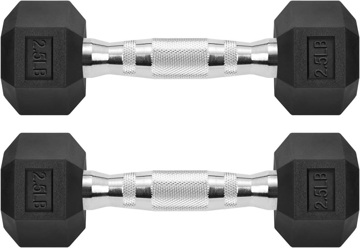 Hex Dumbbells Rubber Coated Cast Iron Hex Black Dumbbell Free Weights for Exercises