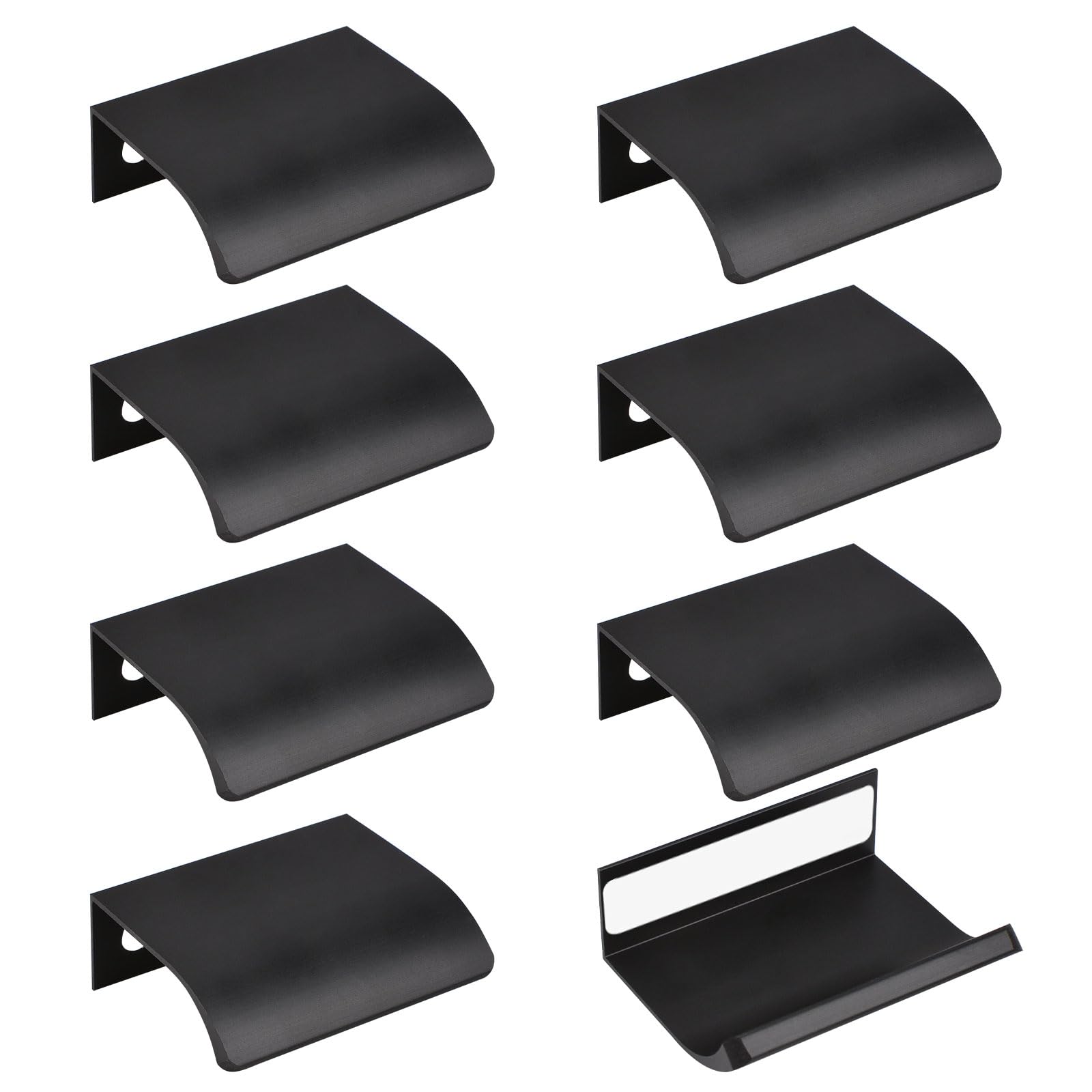MOROBOR 8 Pack Finger Edge Pull, Self-Stick Instant Cabinet Drawer Pulls Modern Style Drawer Handle Aluminum Alloy Invisible Wardrobe Knobs for Kitchen Bedroom Livingroom, 50mm/Black — image 1