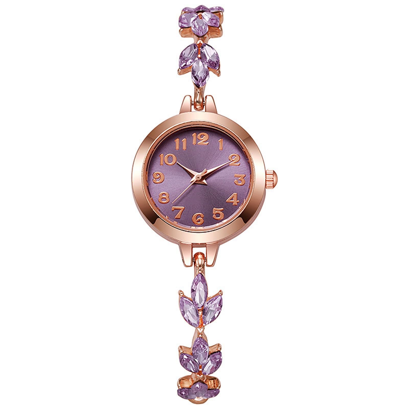 Ybnkkuxkn Women's Lila Wrist Watch Fashion Watch Luxury Clover Bracelet Wristwatch Casual Simulated Quartz Watches Suitable For Matching Dresses Wristwatch(Lila)