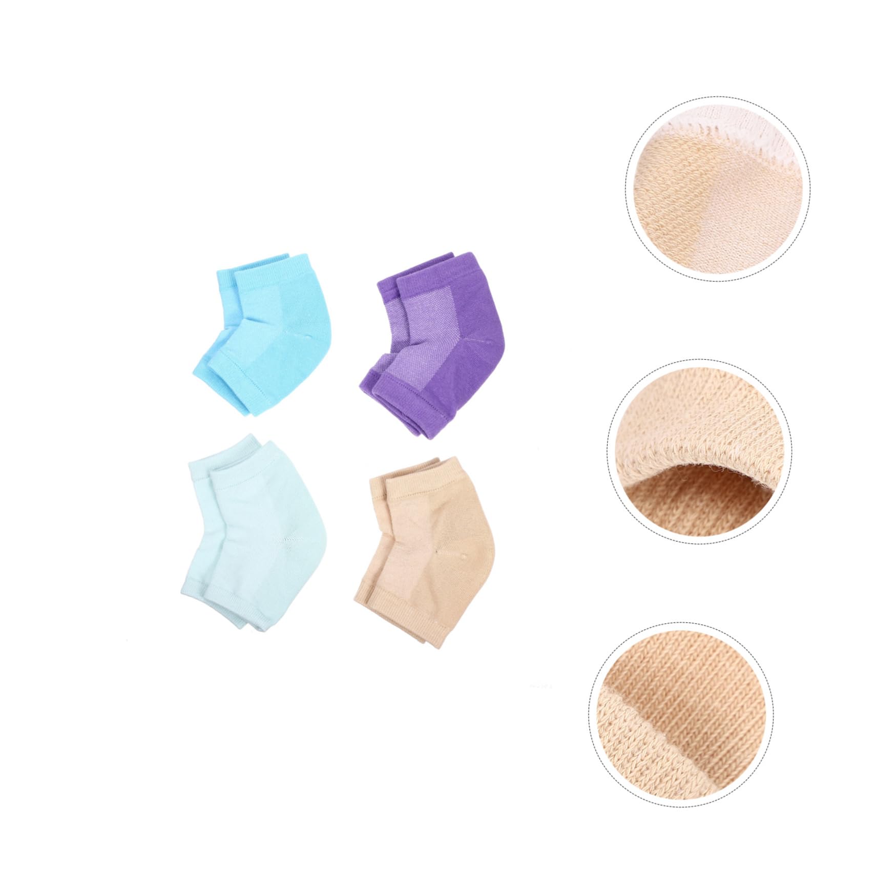 FOYTOKI Polyester Cotton Anti-Slip Heel Socks 4 Pairs Spa Lotion Gel Dry Cracked Heel Care