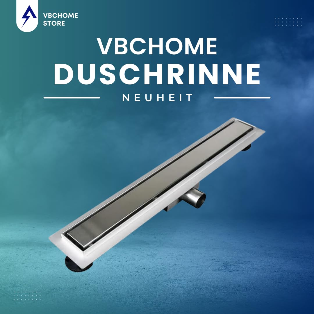 VBChome Duschrinne 70 cm Edelstahl – Selbstreinigender Siphon, Geruchsstop, Sehr Flach, Komplettset für die Dusche