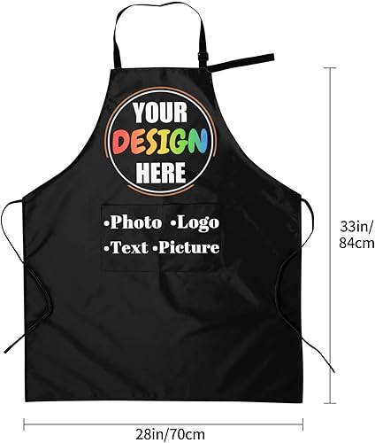 Miniatura 2 de Boffihuxaw Custom Personalized Kitchen Aprons for Men Women with Pockets Customize Photo Logo Picture Name Chef Cook Apron