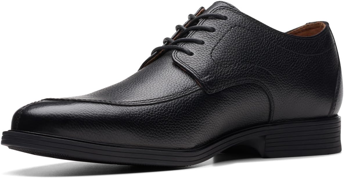 Clarks Men's Whiddon Apron Oxford, Black Tumbled Leather, 13