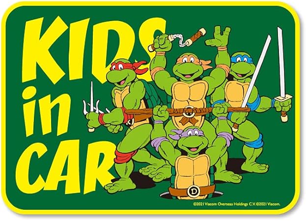 Amazon ミュータント タートルズ Kids In Car 緑 キャラクターステッカー レトロ 車 子供 忍者タートルズ 亀 映画 アニメ アメコミ Tts034 Gs 公式グッズ ステッカー デカール 車 バイク