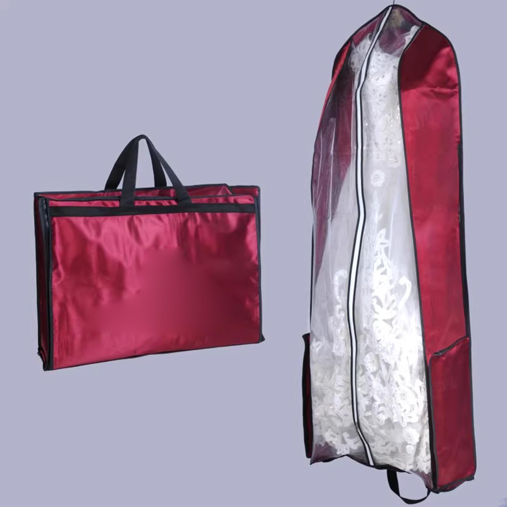 Bolsas de ropa para vestidos, fundas de ropa para vestidos de novia, altura 62,99 "/78,74", fundas plegables para bolsas de vestir con cremallera, transpirables, negro-60 x 20 x 200 cm (negro 60