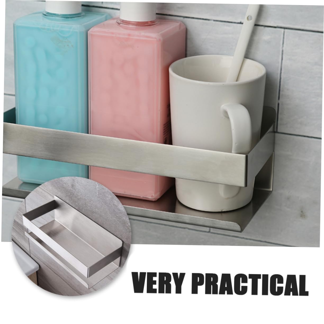 Happyyami 1pezzi Mensola Per Doccia in Acciaio Inossidabile Supporto Portaoggetti Parete Ripiano Traspirante Facile Da Design Recinzione Alta Per Evitare Cadute Installazione Semplice e