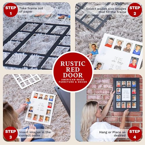Image of Rustic Red Door Co. RRD Class of 2036 Photo Mat (11 x 14) - Photo Collage Picture Frames Mat for School Pictures School Picture Frame Pre-K to 12 Mat - No Frame White Photo Mat (15 Photos)