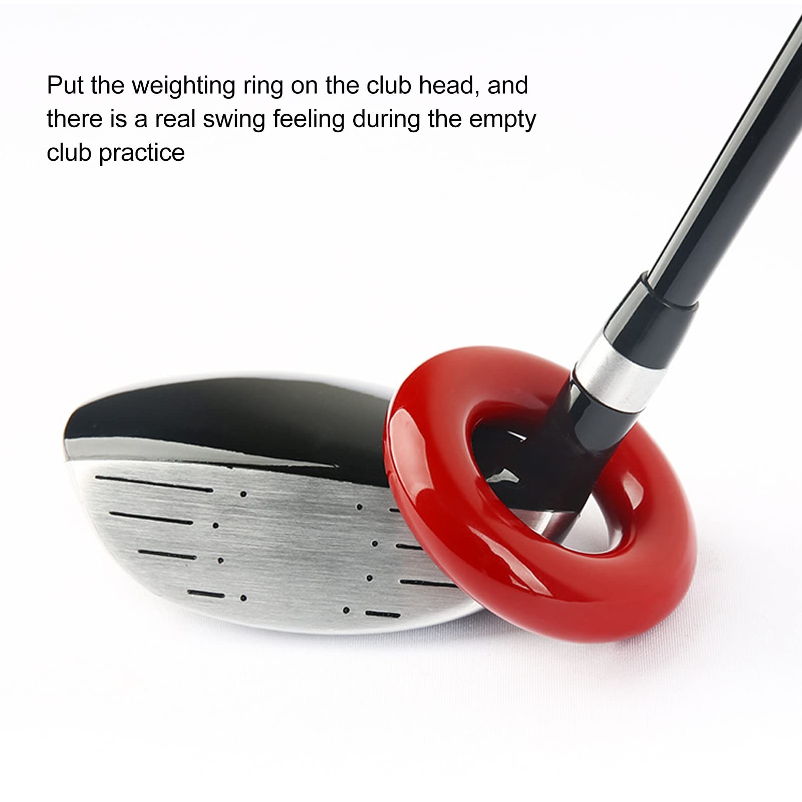 Golf Weighting Ring Golf Swing Weighted Ring Golf Swing Weight Donut Golf Trainning Weighting Ring Protective Glossy Portable for Golf Warm Up Practice Outer Plastic Inner Iron (Red)
