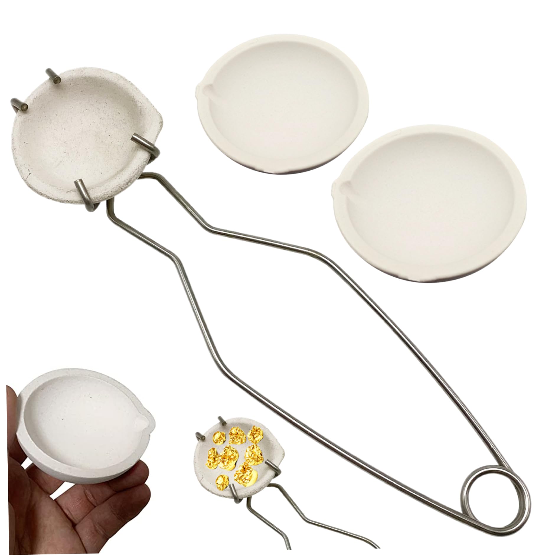 Creusets pour la fusion du métal Lot de 4 pinces à creuset et 3 creusets Kit de moulage en métal résistant à la chaleur Bol à creuset en céramique Plat à vaisselle pour kit de moulage en métal Creuset