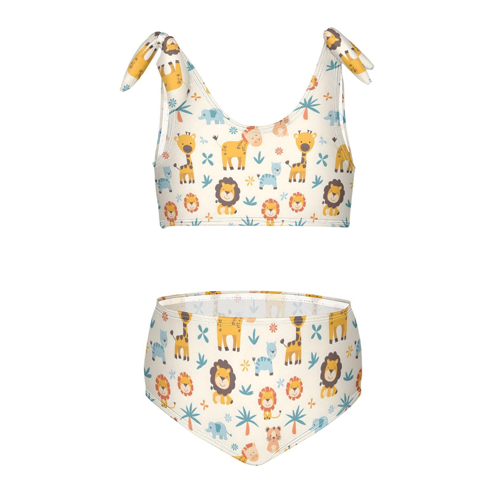 Cartoon Animals Girls 2-Piece Tankini Swimsuit, Girls Bikini Swimsuits Summer Beach Bathing Suit Set, 3T Multicoloured