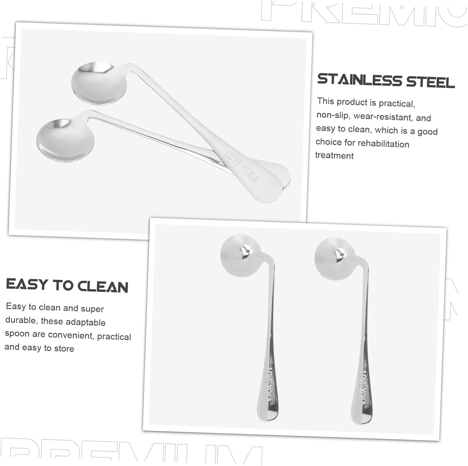 2pcs Adaptive Spoon Set Stainless Steel for Adults and Elderly