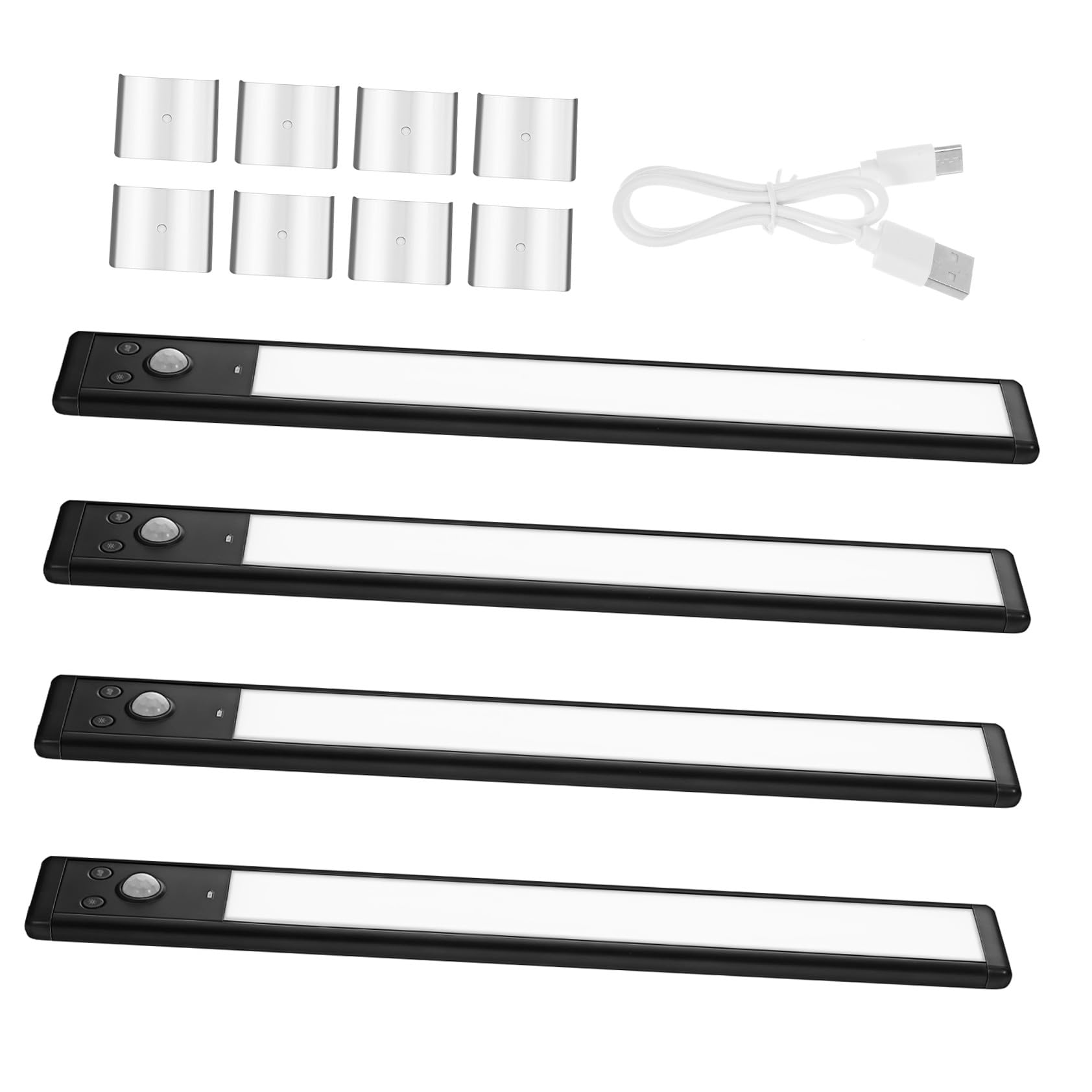 Operitacx 4 Piezas Luces LED Bajo Gabinete con Sensor de Movimiento Pack de Iluminación Automática y Recargable para Cocina Duración y Alta Brillo Fáciles de Usar