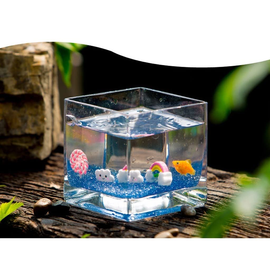 Pecera de Cristal Cuadrada Creativa con Personalidad para Peces, Acuario, Sala DVA con Personalidad para Peces, Acuario, Sala de Estar, Escritorio, decoración para Acuario, pecera Genial (M)