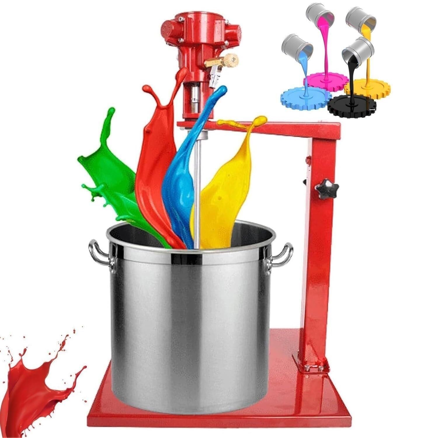 Miscelatore per vernice pneumatico, supporto per miscelazione da 5 galloni, adatto per coloranti a inchiostro liquido viscoso, capacità di agitazione di 20 l, asta di agitazione in acciaio