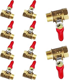 10Pcs Ball Valve 1/4" Brass Ball Valve Shut Off Switch Male x Female Air Compressor Shut Off Valve NPT Thread Pipe Fitting
