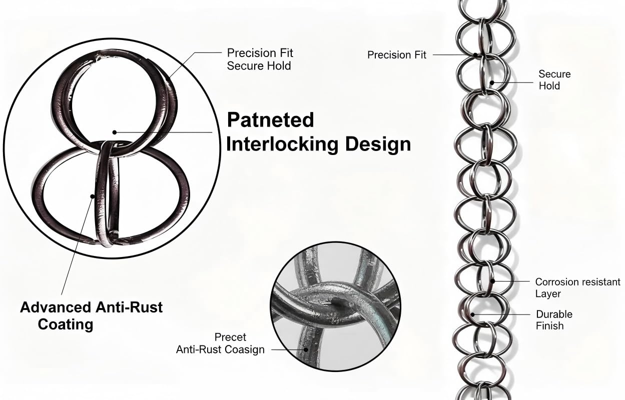 Aluminiumlegierung Regenkette Ablaufkette, Dekorative Regenwasserkette für Dachrinnenentwässerung, Außendekoration und Entwässerung von Balkonen und Terrassen(Black,3m)