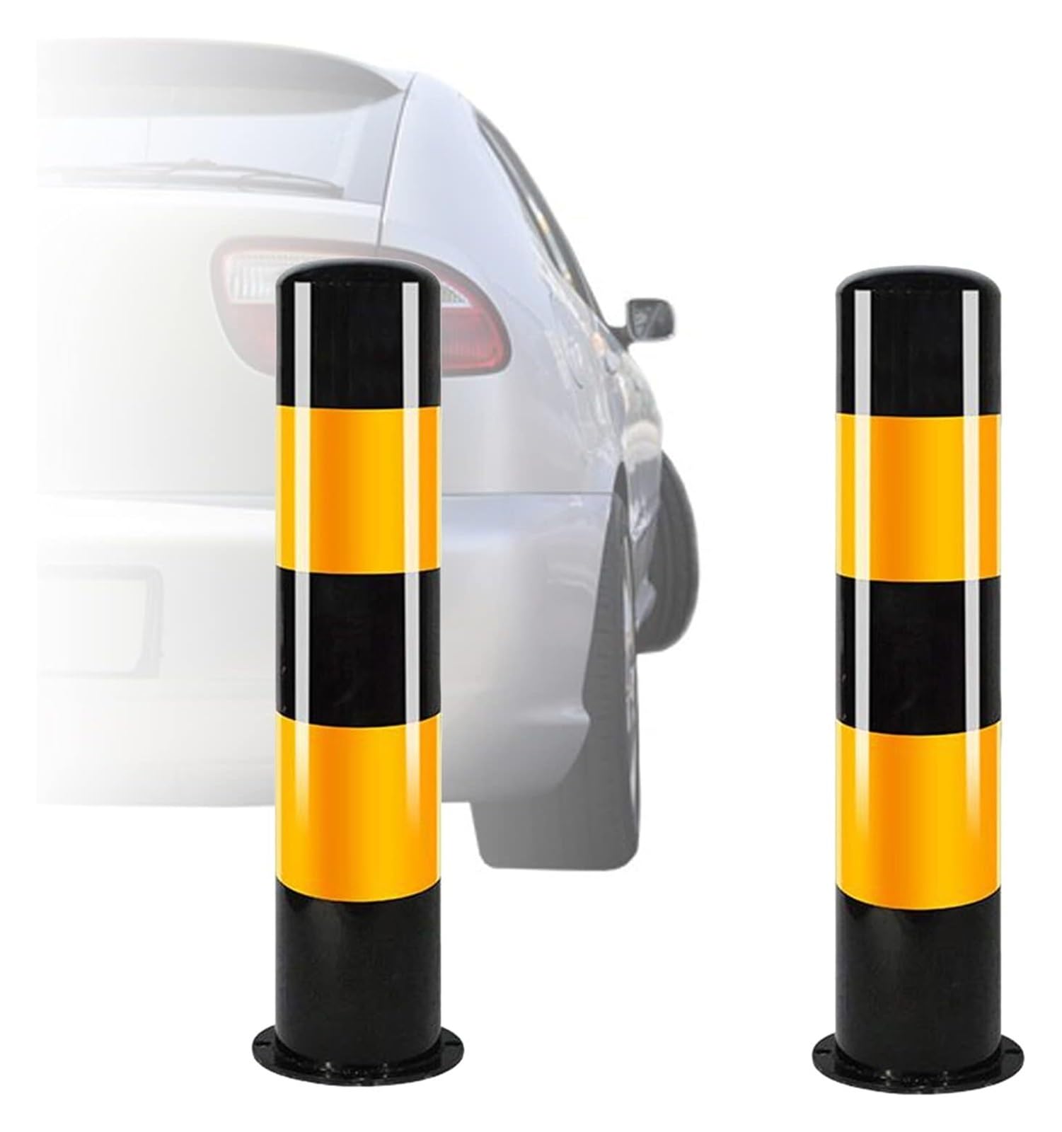 WOTZOV 2 Bollard Post Traffic Cones 29.5 Inch Metal Driveway Ber Steel Safety Bollard Traffic Pole For Parking Blocks