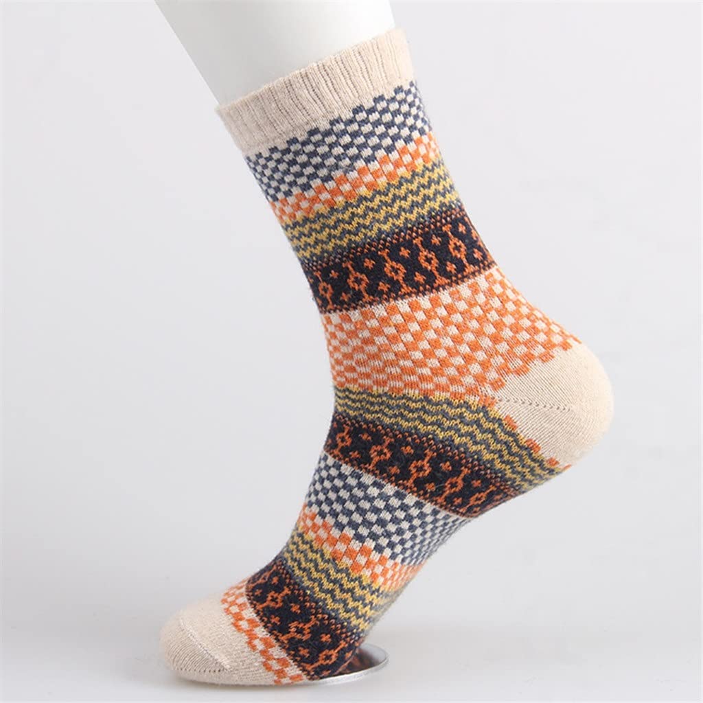 5 Pares/Lote Hombres Calcetines Invierno Grueso cálido Raya Calcetines de Lana Calcetines Casuales de Calcetines de Macho (Color: 5 Pares Tamaño: Un tamaño)
